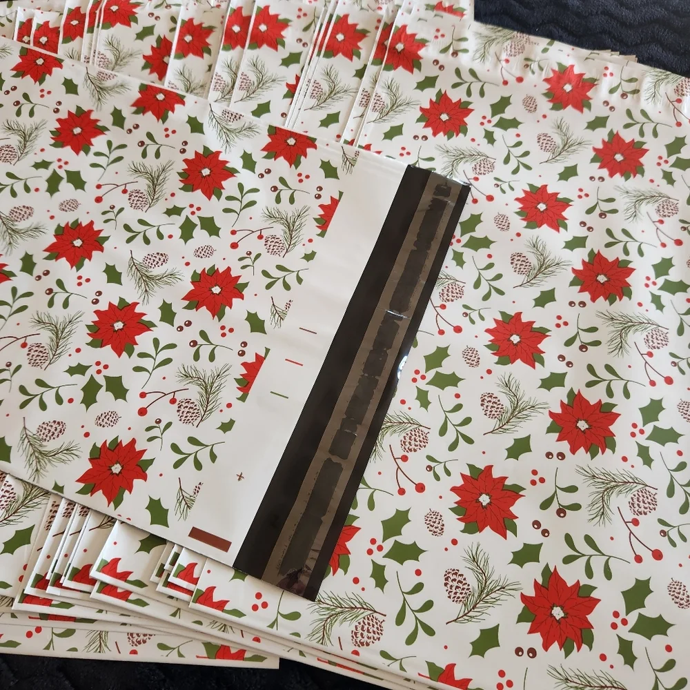 Poinsettia/Winter 10 X 13 Poly Mailers